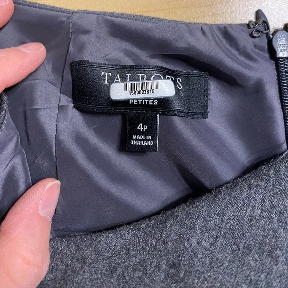 Talbots Drop Waist Fit & Flare Stretch Wool Skirt Gray Petite 4 - Picture 4 of 5